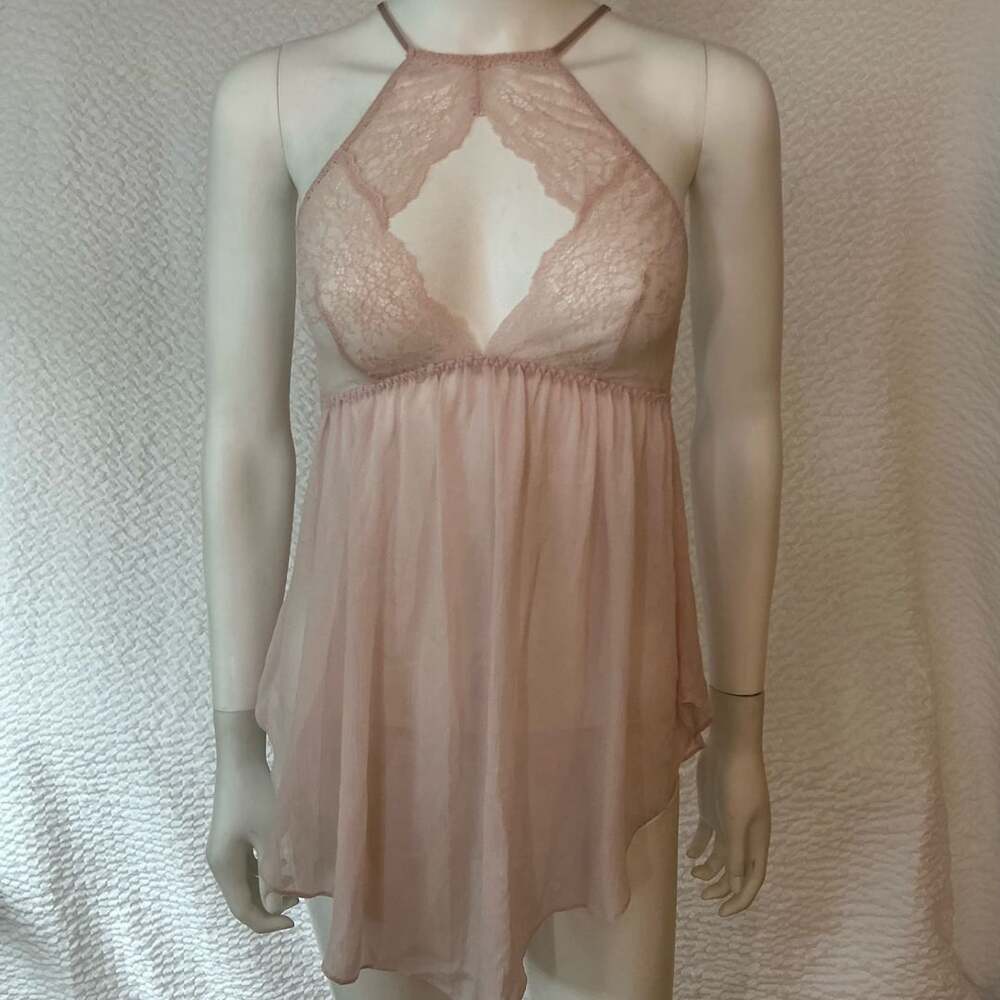 Victoria's Secret Lace Babydoll Chemise Size M Nude Pink Lingerie Slip